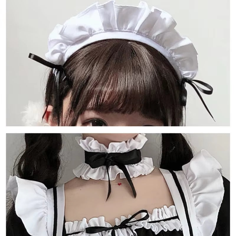 Black White Lolita Maid Costume Cosplay Costumes Cute Dress Sexy French Apron Uniform Cafe Maid Party Skirt Women'S Clothing