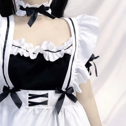 Black White Lolita Maid Costume Cosplay Costumes Cute Dress Sexy French Apron Uniform Cafe Maid Party Skirt Women'S Clothing