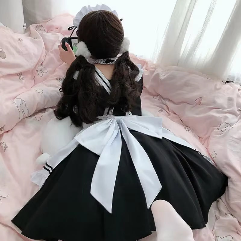 Black White Lolita Maid Costume Cosplay Costumes Cute Dress Sexy French Apron Uniform Cafe Maid Party Skirt Women'S Clothing