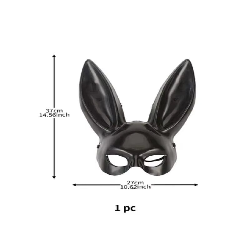 Black White Rabbit Mask Halloween Party Decoration Party Long Ears Rabbit Bunny Mask Costume Cosplay