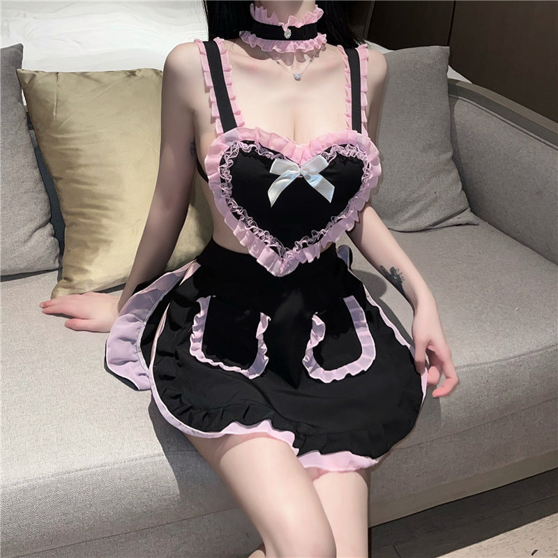 Sexy Lingerie Uniform Seductive Love Maid Pajamas for Women