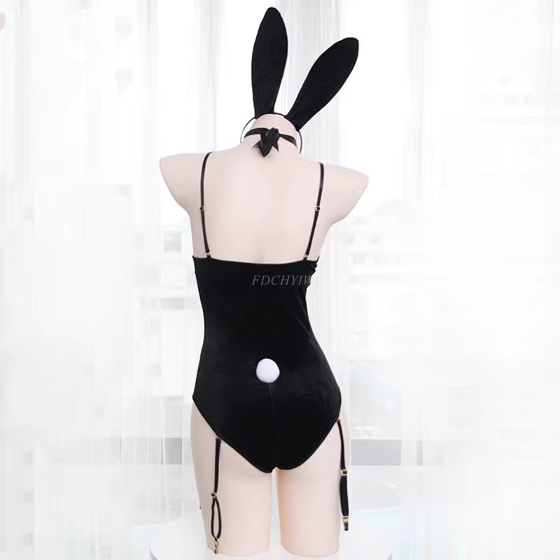 Japanese Sexy Bunny Girl Sleepwear Suit Female Women Cosplay Costume Jumpsuit Velvet Underwear Nightdress Cat Woman Costume