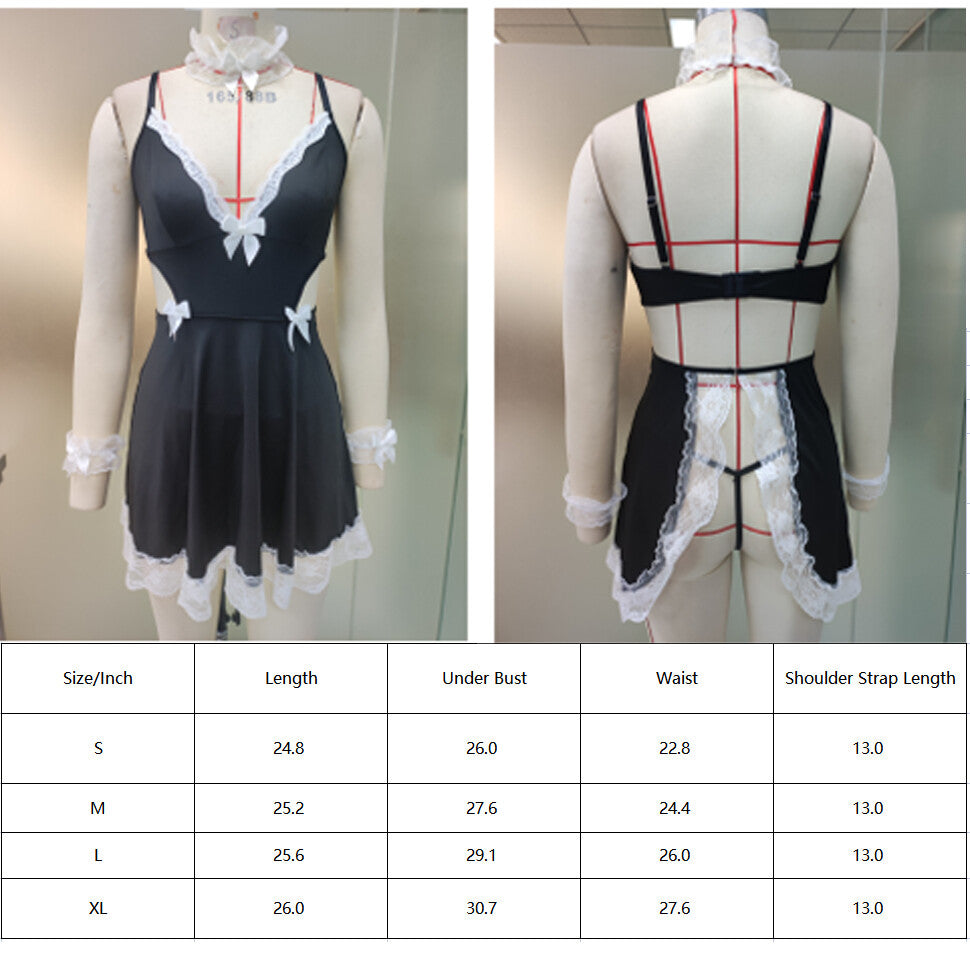 Sexy Lingerie Women Lace Underwear French Maid Nurse Cosplay Babydoll Sleepwear