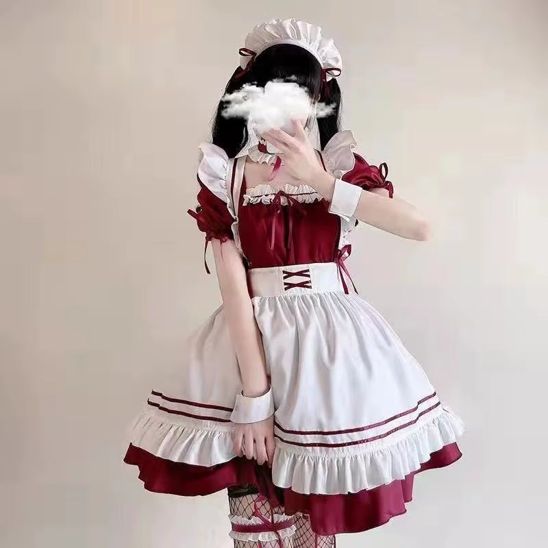 Black White Lolita Maid Costume Cosplay Costumes Cute Dress Sexy French Apron Uniform Cafe Maid Party Skirt Women'S Clothing
