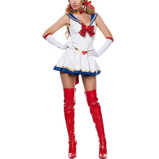 Sexy Lady White Moon Mars Sailor Moon Mercury Cartoon Costume Cosplay Movie Girl Dress Halloween Costume for Childrens and Adult