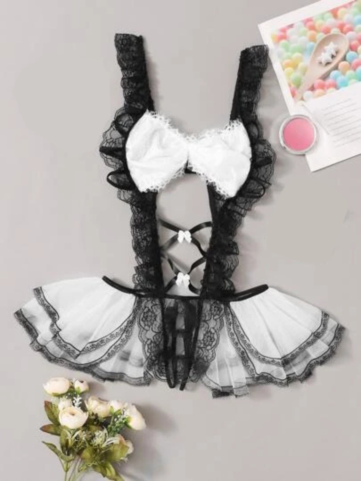 Sexy Lingerie Women Lace Underwear French Maid Nurse Cosplay Babydoll Sleepwear