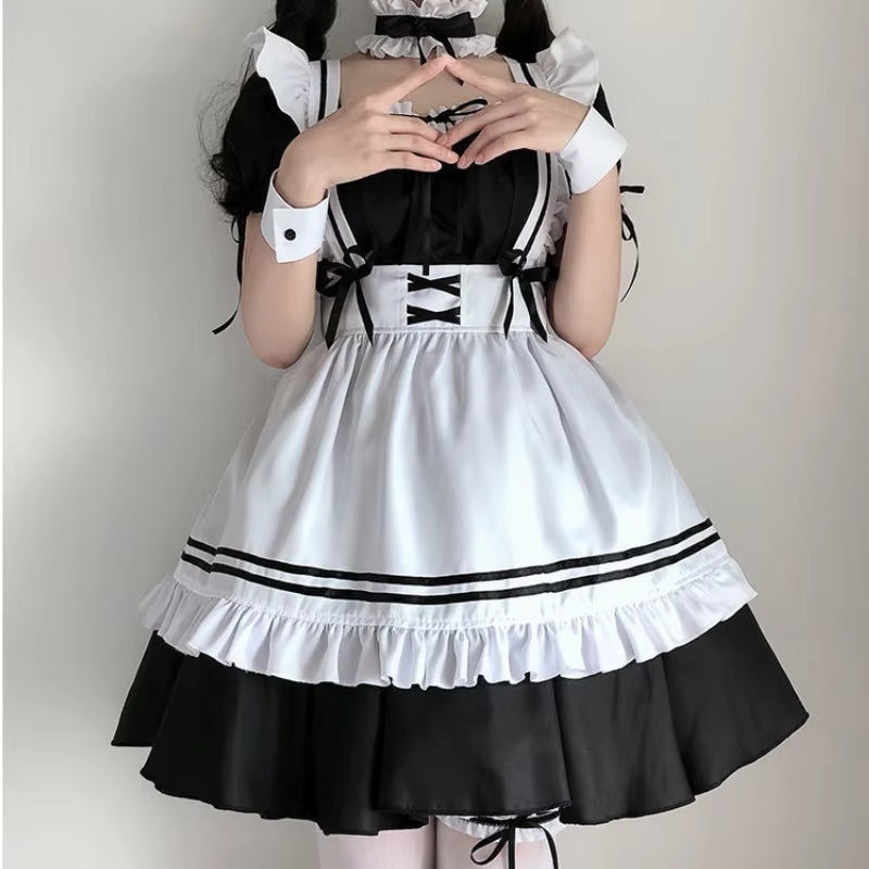 Black White Lolita Maid Costume Cosplay Costumes Cute Dress Sexy French Apron Uniform Cafe Maid Party Skirt Women'S Clothing