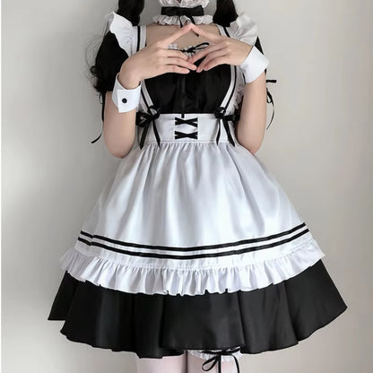 Black White Lolita Maid Costume Cosplay Costumes Cute Dress Sexy French Apron Uniform Cafe Maid Party Skirt Women'S Clothing