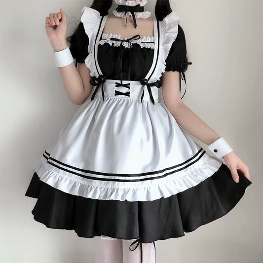 Black White Lolita Maid Costume Cosplay Costumes Cute Dress Sexy French Apron Uniform Cafe Maid Party Skirt Women'S Clothing